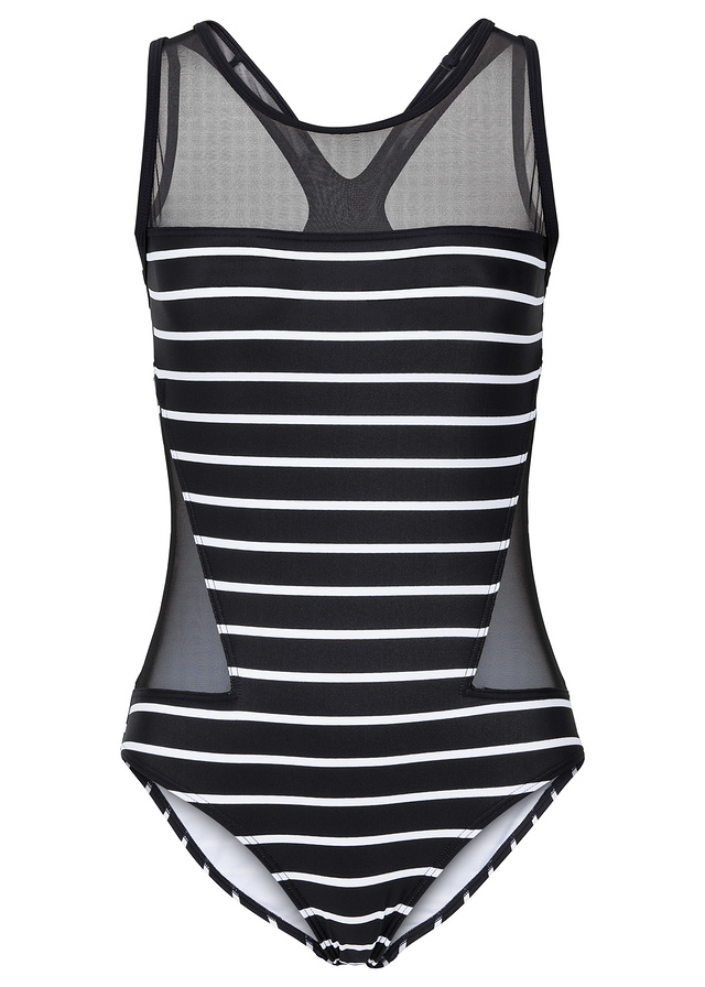 F4698  Mesh Sexy Stripe Bikini One Piece Monokini Bathing Suit Swimwear